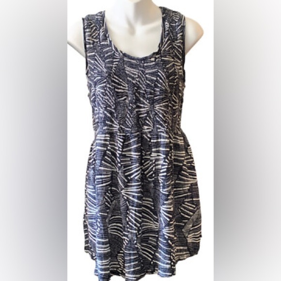 BY ANTHROPOLOGIE | Navy Blue Smocked Bodice Tunic Mini Sleeveless Dress - Picture 1 of 16